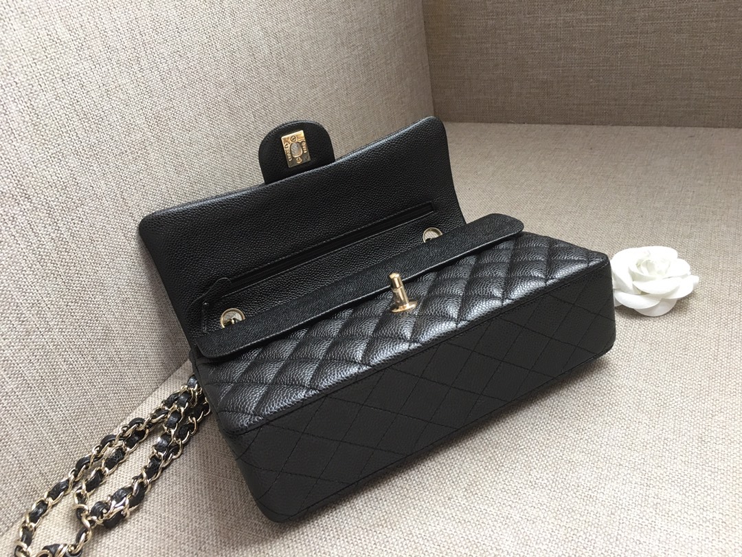 Medium Classic Flap Caviar Bag A01112 Black/Gold